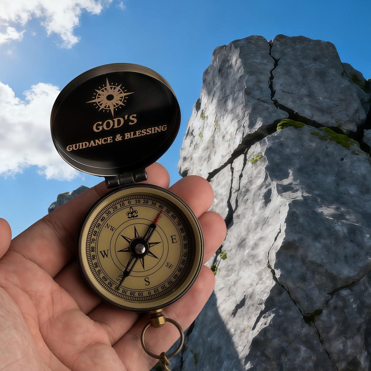 Trust in The Lord Compass - Proverbs 3: 5-6 Engraved Compasses, Wood Box Greeting, Inspirational Gift Men, Christian Boys Baptism Gifts, Graduation Day with Wooden Box