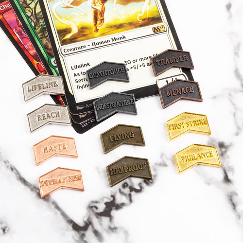 36 Pieces Magic The Gathering Antique Metal Token Counter MTG Keyword Counters Creature Stats Buff Tokens for CCG Card Gaming Accessories
