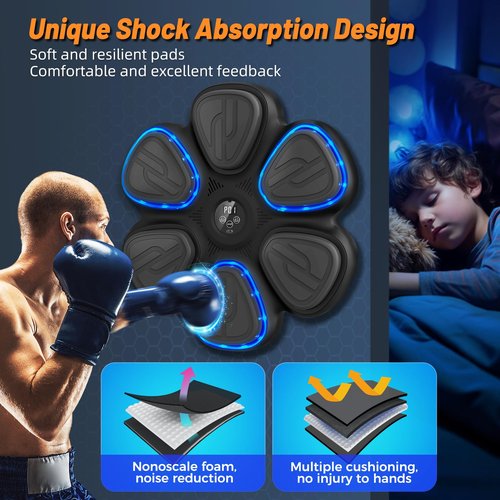 WeGuard Music Boxing Machine, Wall Mounted Music Boxing Machine for Kids Adult, Bluetooth Punching Machine with Boxing Gloves, Boxing Fitness Workout Equipment for Home, Office, Gym