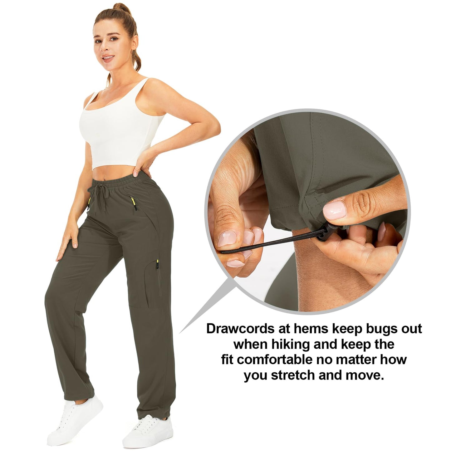 Toomett Women's Hiking Cargo Pants Quick Dry UPF50+ Outdoor Pants for Women Fishing Safari Travel Pants with Pockets,6608, Light Brown,M