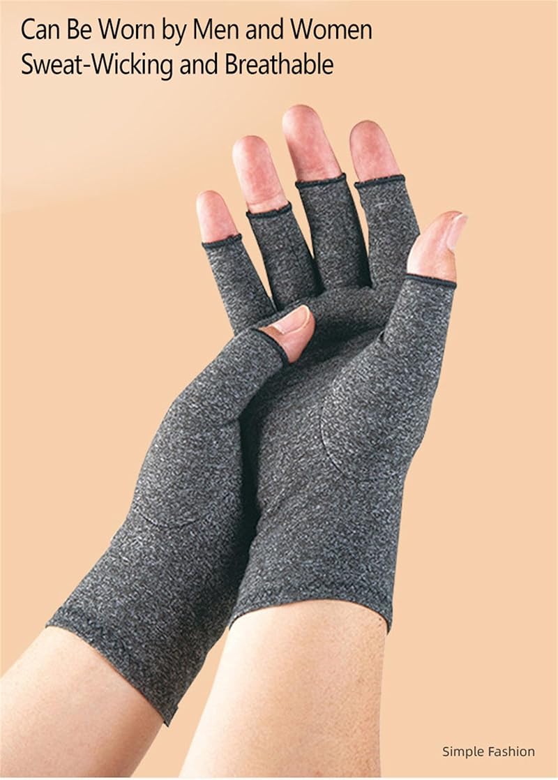 Premium Bamboo Fingerless Compression Gloves for Hand Pain & Arthritis – Grey, Medium