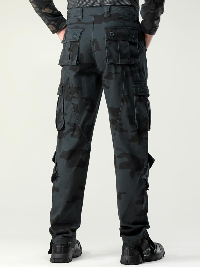 Men's Camo Cargo Work Pants Cotton Tactical 8-Pocket, Zhandi-09+32'' Inseam+44