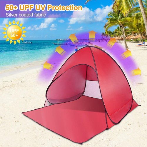 Beach Tent Pop Up Beach Tent Canopy Sun Shade Shelter Anti-UV Automatic Waterproof for 2-3 Person with Net Window Storage Bag Outdoor Camping Fishing Park Bea ch