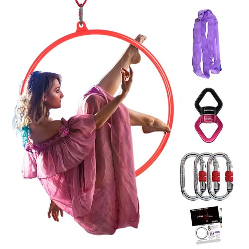 PRIOR FITNESS Aerial Hoop Set - Professional Circus Lyra Kit With Complete Rigging Hardware, Acrobatics Equipment Hanging Rings for Home, Yoga Dance Sling