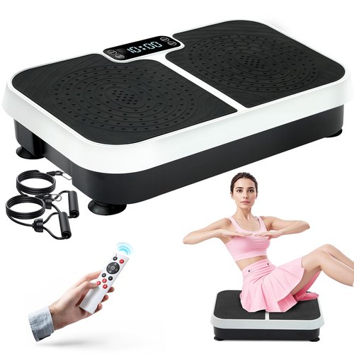 Homesy Vibration Plate Exercise Machine, Vibrating Plate for Lymphatic Drainage, Full Body Shaking Workout Fitness Platform Board, Sport Gym Equipment for Weight Loss Fat Burner for Women Men, Black