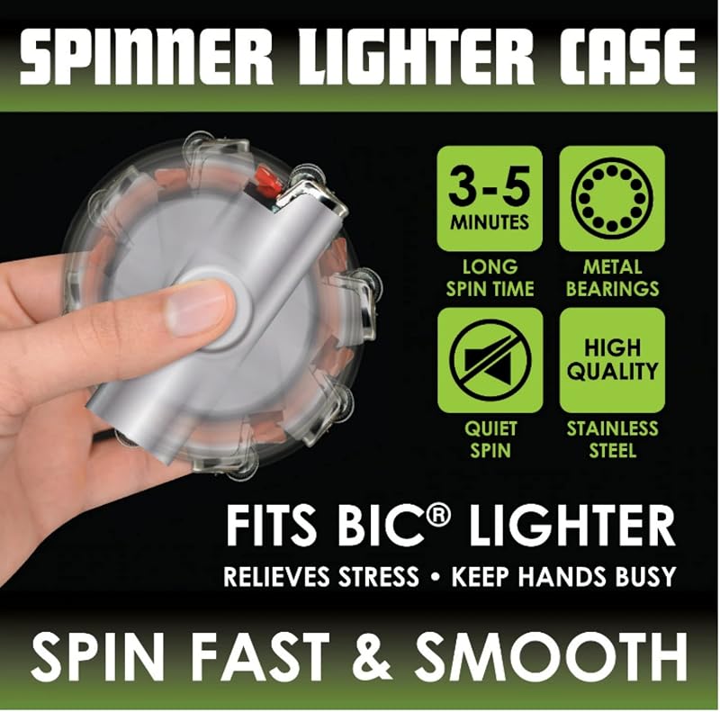 Spinner Lighter Case - Stainless Steel Holder for BIC Lighters