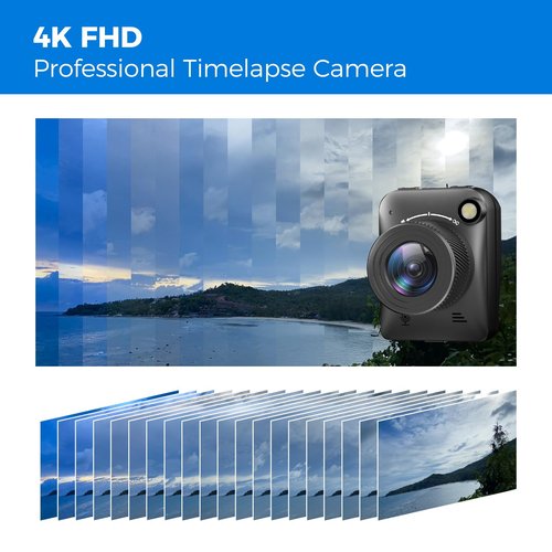 Dsoon Time Lapse Camera, 4K FHD Timelapse Camera Outdoor, Waterproof Level IP66, for Record Outdoor Construction, Weather, Plant, 6 Month Battery Life, 64 GB TF Card Included