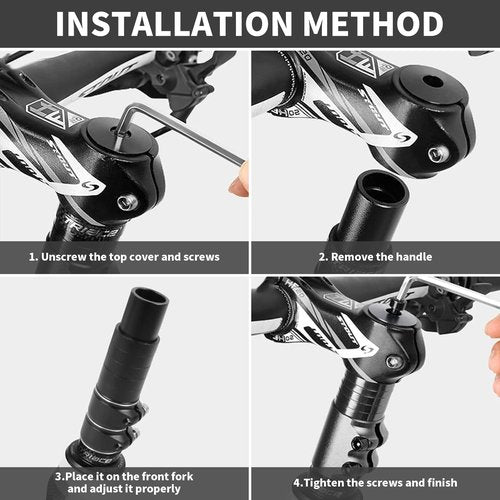 Bike Stem Riser Adjustable,Handlebar Extender, Increases Height Up to 5.2" for 1-1/8" Most Bicycle Road Bike, MTB, BMX, Cycling (Black)