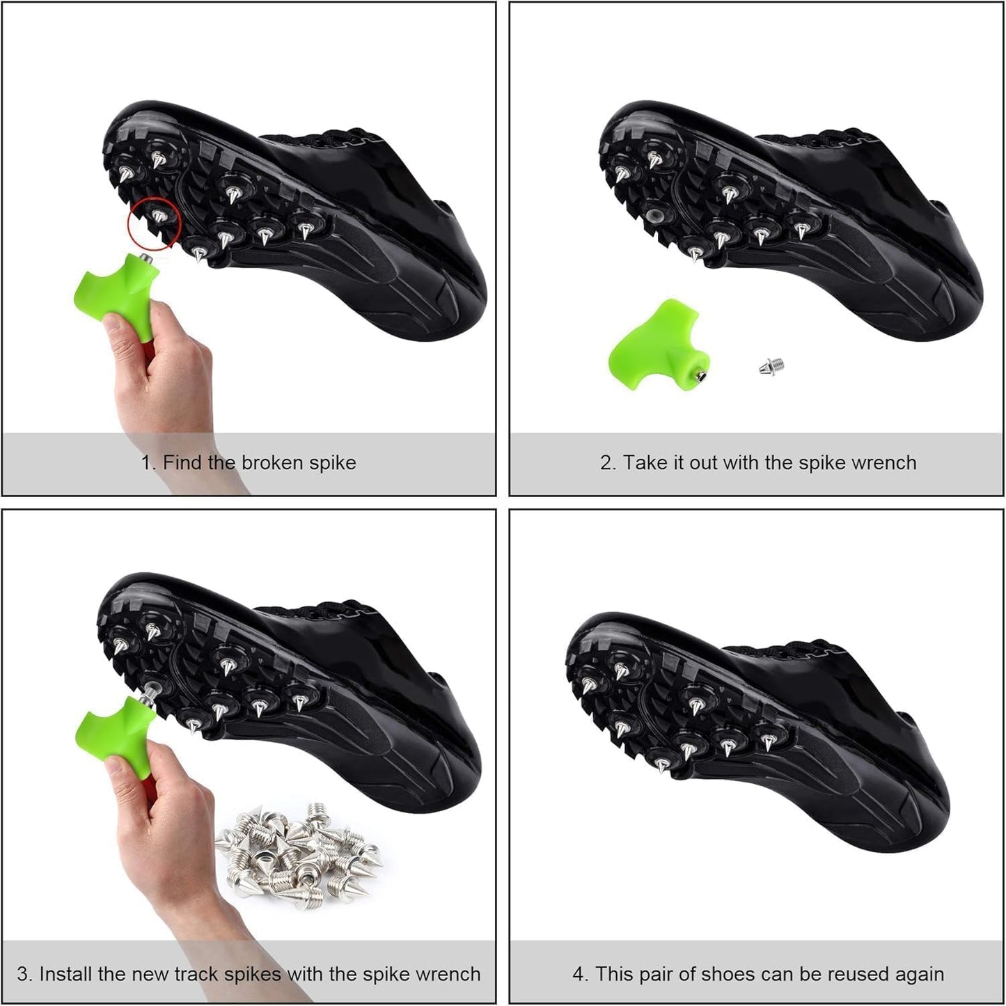 AUGSUN Track Spikes 1/4inch, 120Pcs Stainless Steel Cross Country Spikes