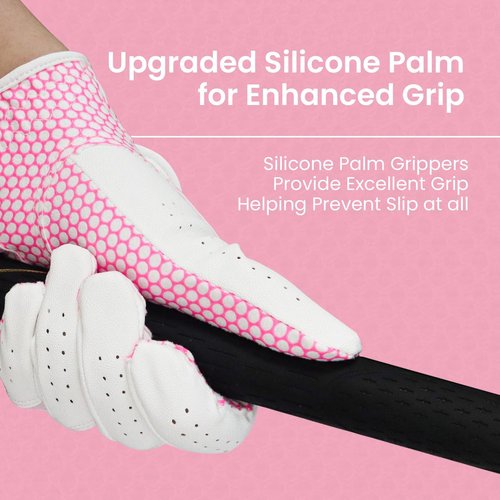 FINGER TEN Ladies Golf Gloves Left Right Hand 1 Pack, Golf Glove for Women's Golfer Lh Rh All Weather Grip, Size Fit XS Small Medium Large XL (Pink, Medium (Worn On Left Hand))
