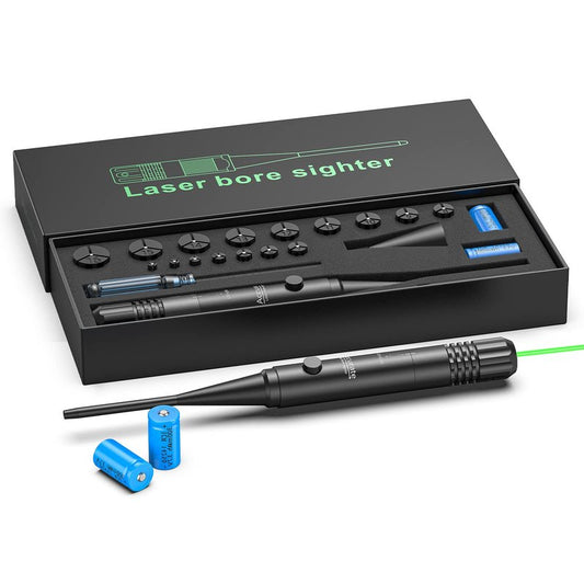 EZshoot Laser Bore Sight Kit Green Laser fit 0.17 to 12GA Caliber, Bright Laser Boresighter with Big Press Switch Hunting Boresight