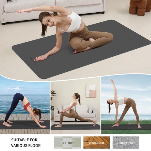 WOHAO 8mm Thick Non-Slip Yoga Mat - Large 72"x32", Eco-Friendly & Odorless with Carrying Strap, Extra Wide & Durable for Yoga, Pilates & Home Gym(Black)