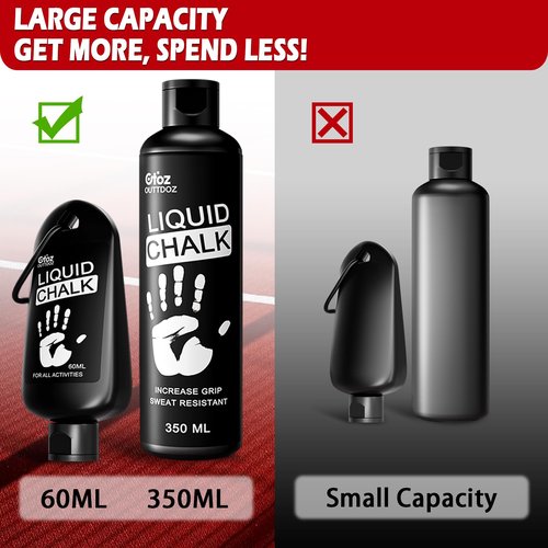 OUTTDOZ 12 oz Superior Grip Liquid Chalk Mess-Free Gym Chalk for Weightlifting, Gymnastics, Rock Climbing, Dancing, Dries in Seconds. (350ML)