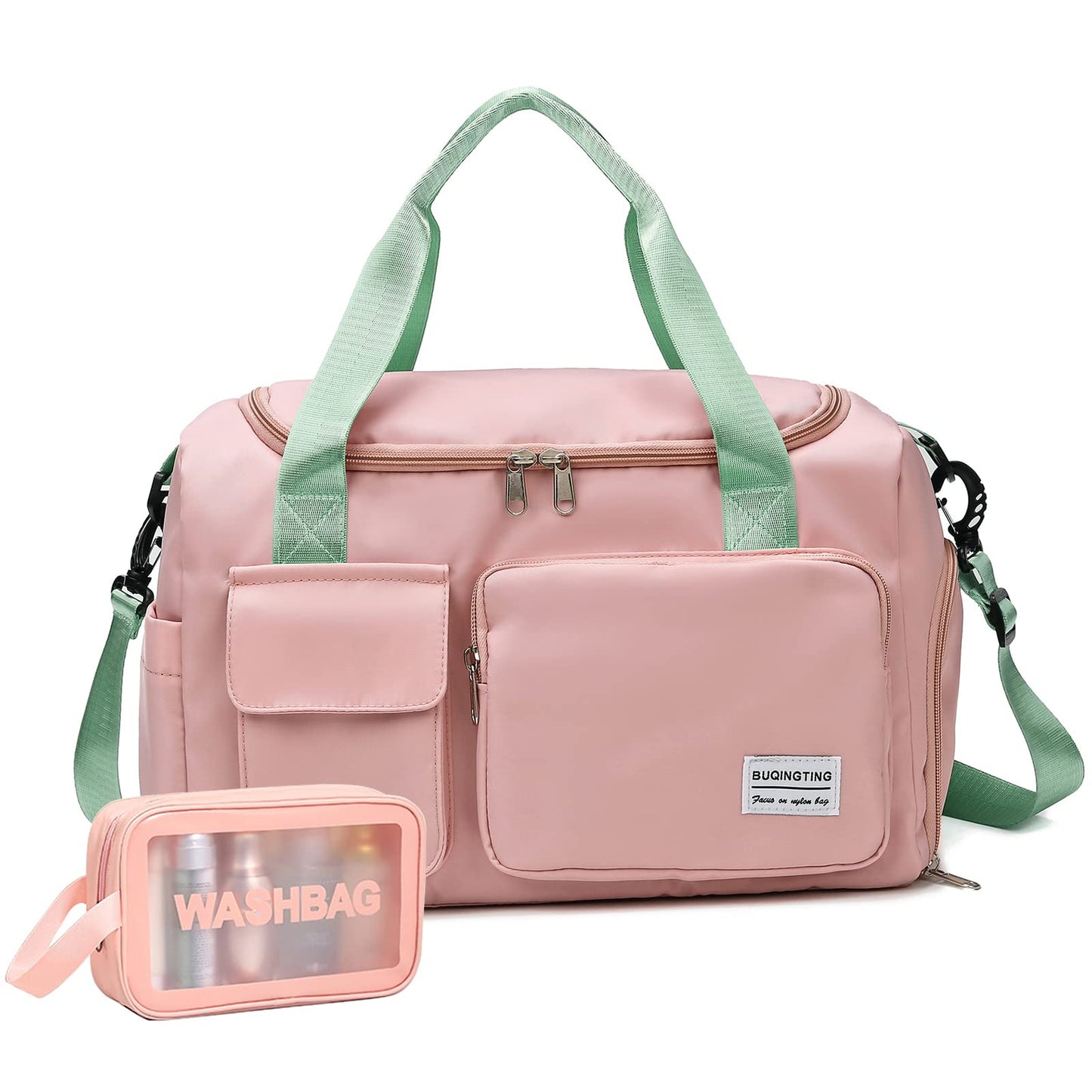 Small Gym Bag for Women, Waterproof Travel Duffle Bag Carry On Weekender Bag with Shoe Compartment & Wet Pocket, Gym Tote Bag for Travel, Workout, Sport