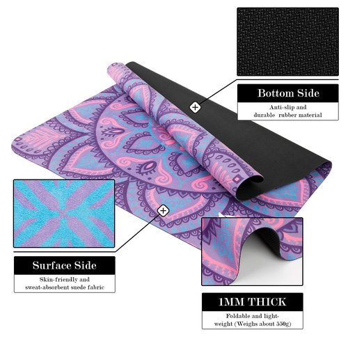 JOOEER Pilates Reformer Machine Mat, Non Slip Pilates Reformer Cover Lightweight Foldable Washable Pilates Reformer Mat for Gym Fitness, Purple