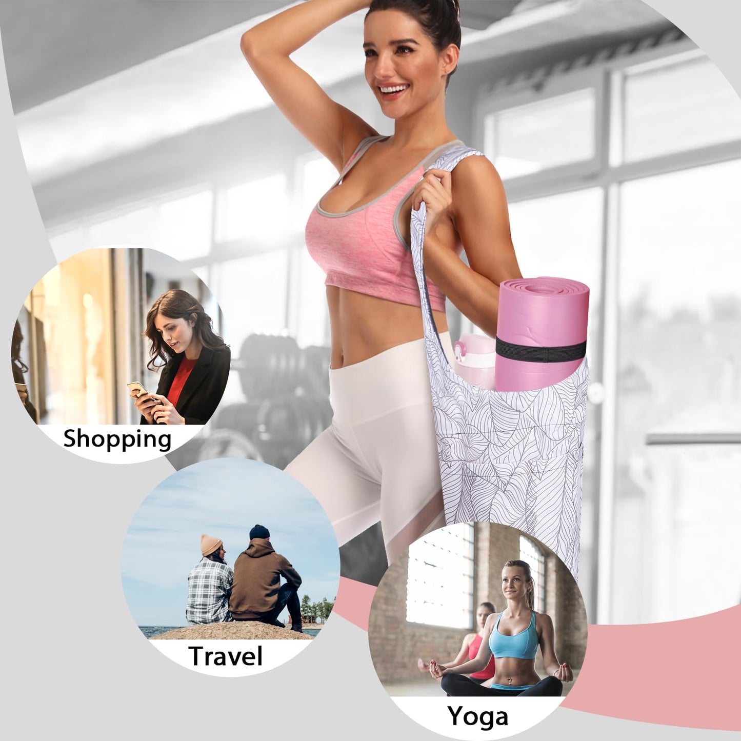 IwIeIaIrI Yoga Mat Bag - Gym Accessories For Women,Large Exercise Mat Straps Yoga Bags And Carriers Fits Most Your Workout Stuff