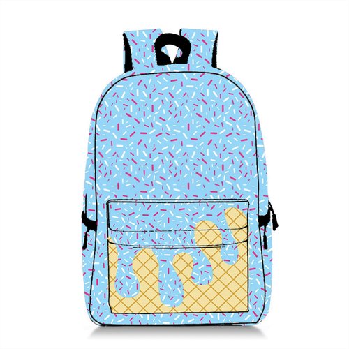 Tarvione Ice Cream Backpack Kawaii Shoulder Bag with Side Pockets Cute Large Capacity Daypack Lightweight for Women Men Daily Use Travel Hiking Camping(Light Blue)