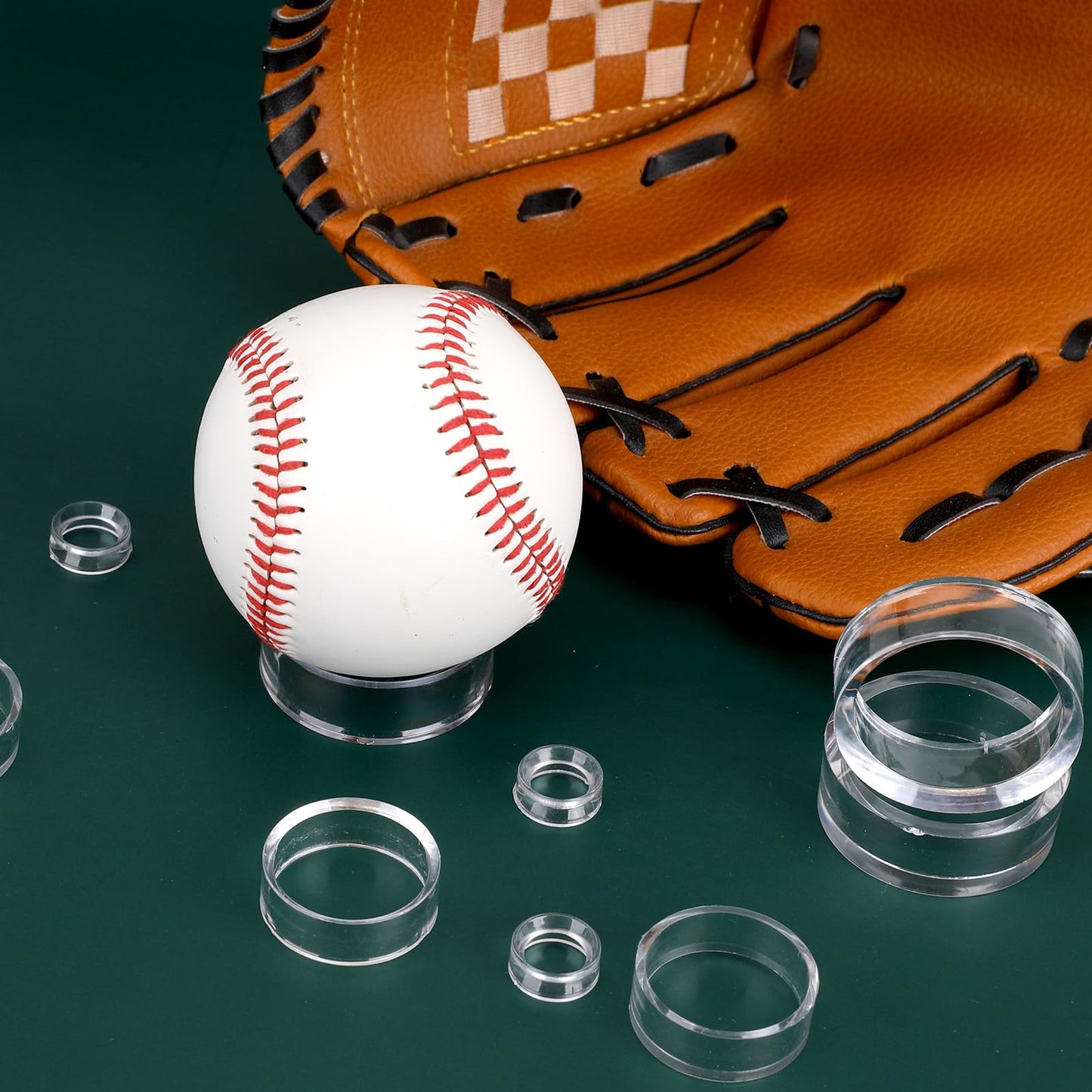 18 Pack Crystal Sphere Holder Clear Mini Ball Stand Baseball Display Holder, Clear Round Display Holders 3 Sizes Each 6 for Golf Ball, Softball, Tennis Balls, Spheres, Marbles Small Medium Large