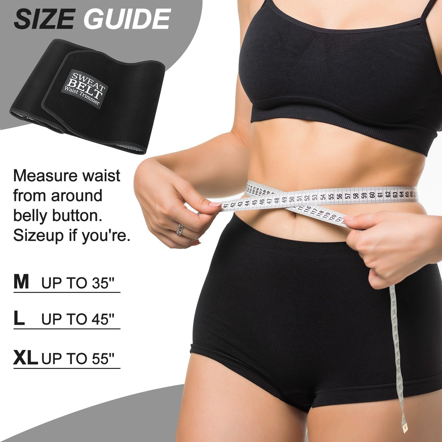 ZPP Waist Trimmer for Women and Men, Sweat Belt Band Belly Stomach Wrap Black/Silver/Medium