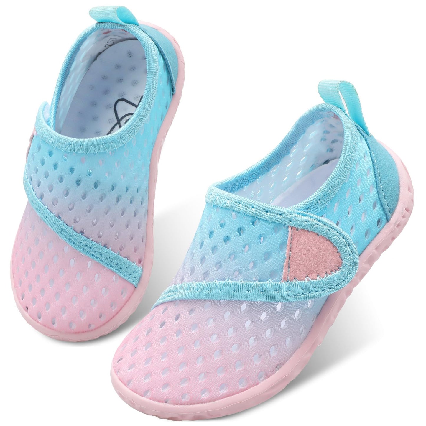 LeIsfIt Boys Girls Water Shoes Kids Aqua Socks Toddler Quick-Dry Swimming Shoes Non-Slip Summer Shoe for Beach Pool Surf, Blue Pink, 9 Toddler