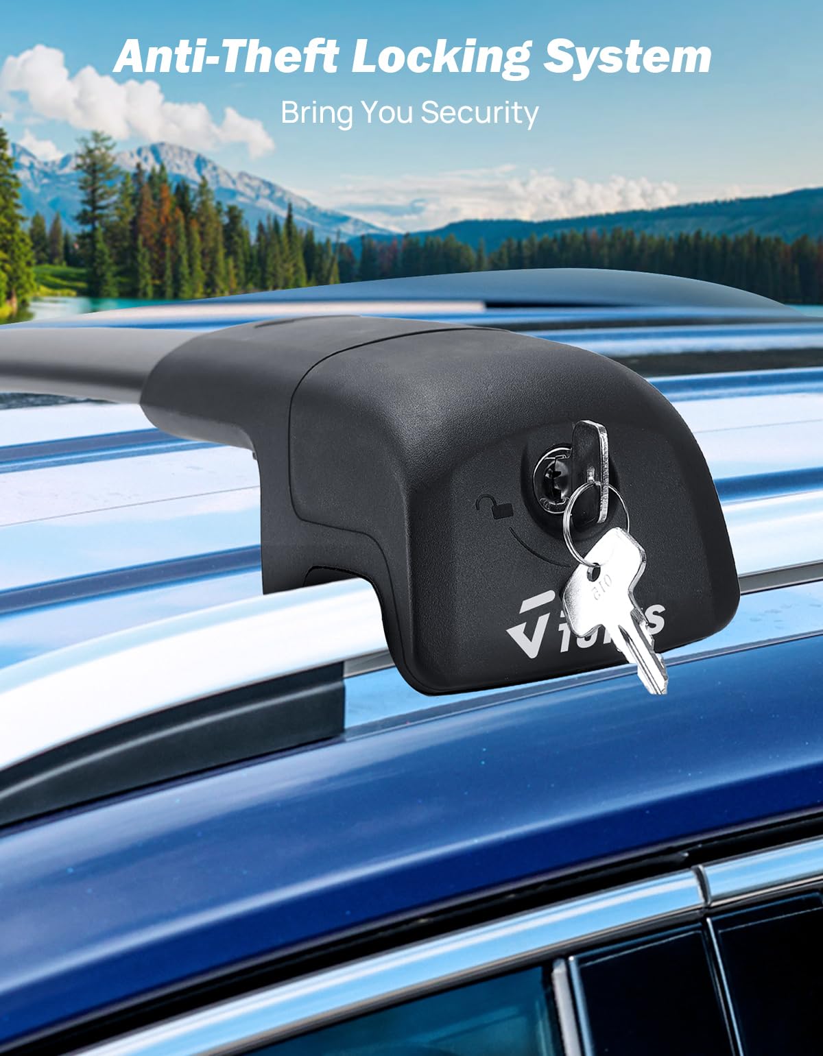 JOYTUTUS Lockable Roof Rack Cross Bars Compatible with Volkswagen VW Tiguan 2018-2026(Not for Limited) Taos 2022-2026, Heavy Duty Aluminum Anti-Theft Roof Rails Crossbars Luggage Racks