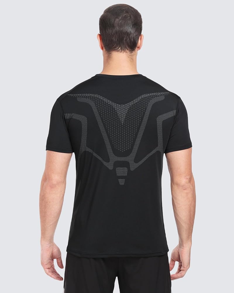 Teepire Quick-Dry Workout Shirts for Men 3Pack - Black, White, Grey, Large