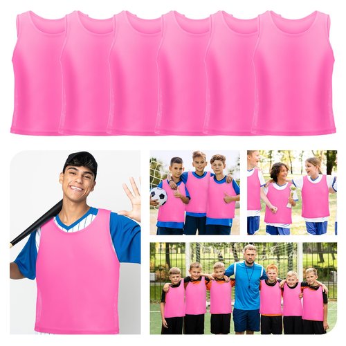 CIATBYYJ 12Pcs Youth Pinnies Scrimmage Vests, Sports Pennies for Youth Adults Soccer Basketball Scrimmage Training Vests,Team Sport Practice Jersey Chartreuse Pink