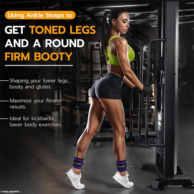 Purple Ankle Straps for Cable Machines — Heavy-Duty Livingsfit Style, 8mm Neoprene Padding