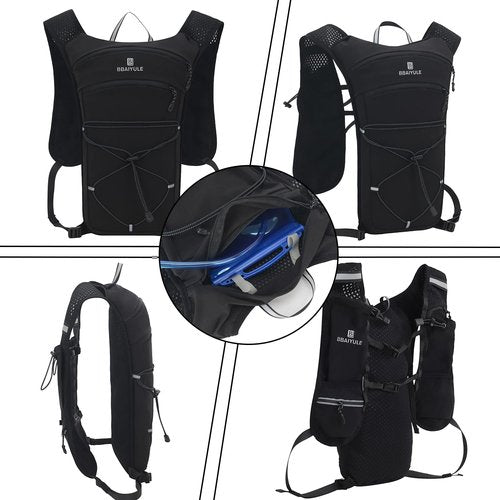 B BAIYULE Running Hydration Vest Backpack,Lightweight Hydration Backpack with Water Bladder or Soft Flask Optional,Hiking Trail Running Cycling Marathon (Backpack with 2pcs Soft Flasks)