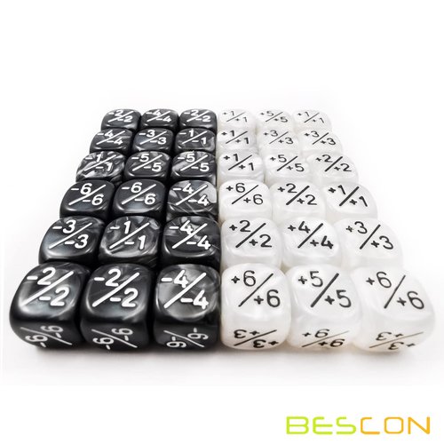 36pcs 12mm Positive & Negative Dice Counters Set, Small Token Dice Compatible with MTG, CCG, Card Games