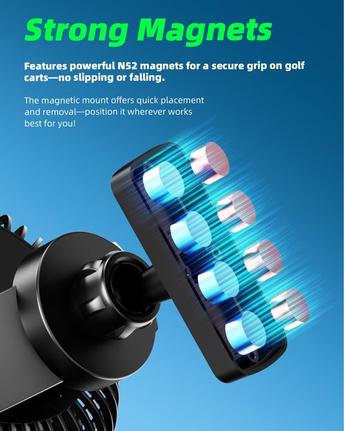 NiuWasmile Magnetic Golf Cart Fan Rechargeable,10000mAH Battery Operated Portable Fan with 3 Speeds,30H Working Time,LED Lantern,360° Rotatable Head, Fits EZGO/Club Car/Yamaha Golf Cart