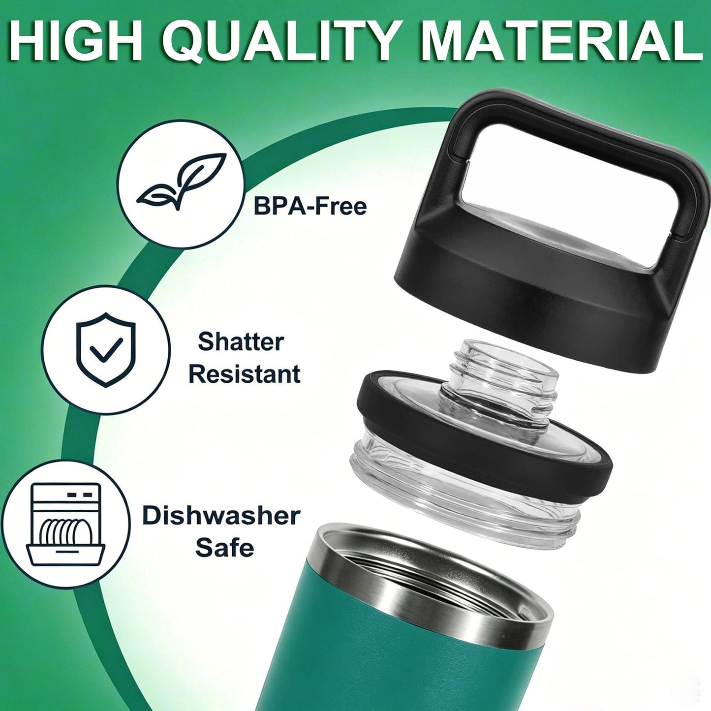 Replacement for YETI Rambler Bottle Chug Cap Lid, Screw Top Lid Replacement Fits for 18/26/ 36/64 oz YetiRambler, Chug CapLid Replacement for Yeti Rambler Models