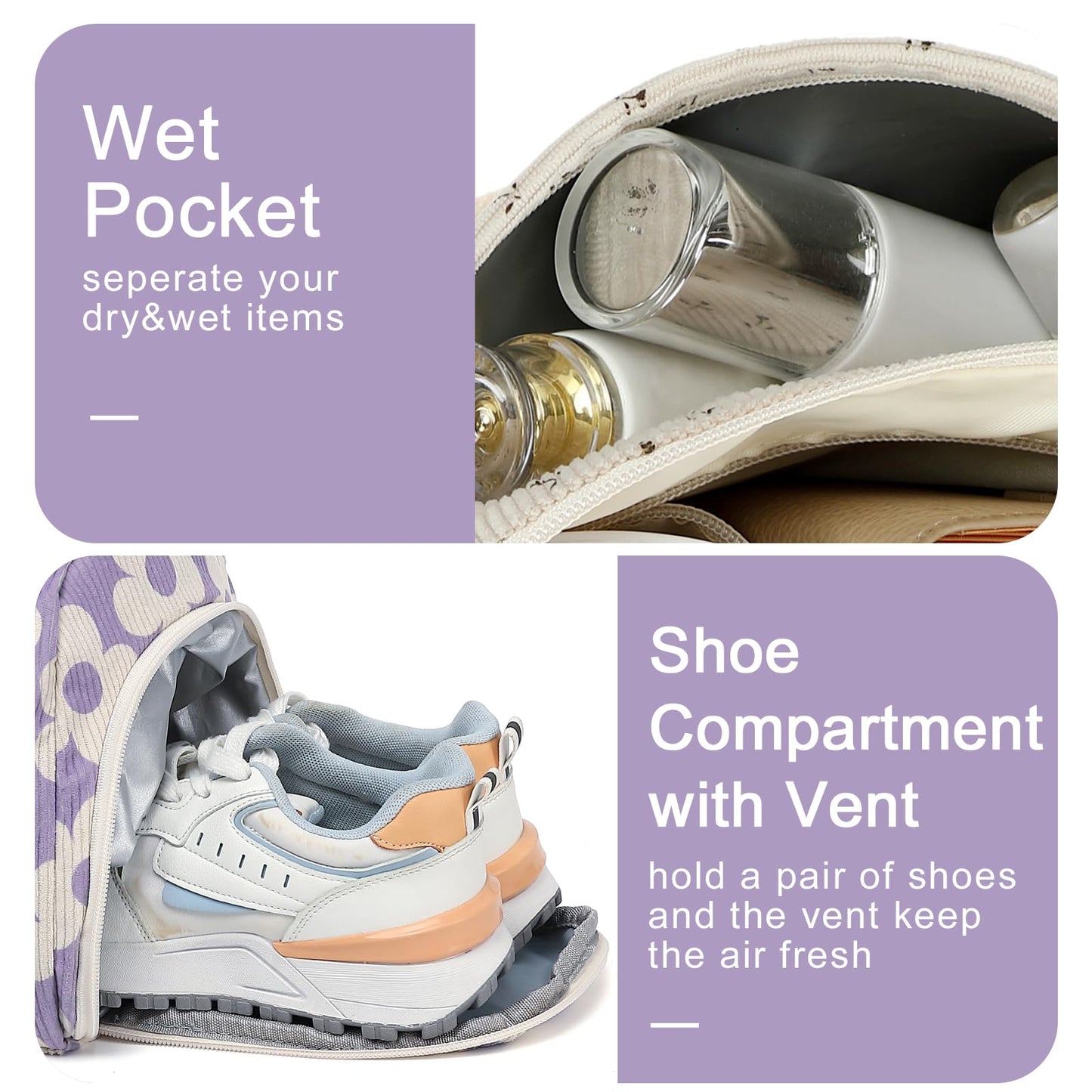 BLUBOON Duffle Bag Girls Kids Cute Gym Bag with Shoes Compartment & Wet Separation Waterproof Sports Overnight Travel Bag