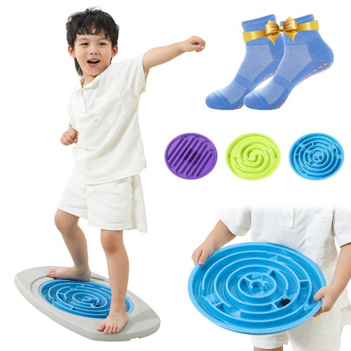 Balance Board Maze, 20 inch Labyrinth Rocking Seesaw for Core Strength & Stability, 10°-30° Tilt Non-slip Round Balancing Board for Indoor Outdoor Activity Leg Workout Max Load 220 Lbs
