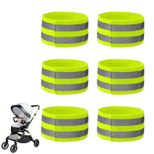 6 Pack Reflective Bands for Strollers High Visibility Elastic Reflective Gear Safety Reflectors Stroller Identifier for Baby Stroller Accessories Walking at Night Cycling and Running