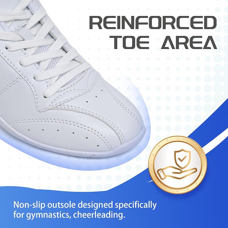 ZVC Cheer Shoes for Women & Girls White Cheer Sneakers - Variation White-Adult+9