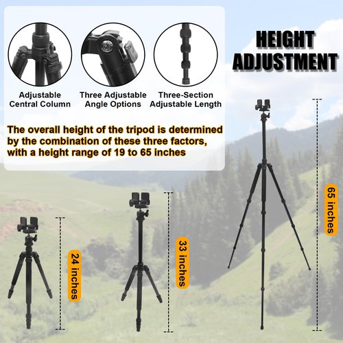HUNTPAL Shooting Tripod Hunting Shooting Stick Gun Rifle Rest with Saddle Clamp and 360° Rotate Ball Head, Height Adjustable 19"-65" Rifle/Crossbow Shooting Stick Tripod