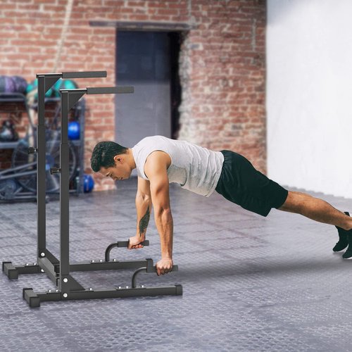 SELEWARE Heavy Duty Dip Bar, Adjustable Width & Height Dip Station Home Gym Fitness Equipment, 1000lbs Capacity, Multifunctional Strength Training Dip Stand W/Push Up Bar for Tricep Dips L-Sits