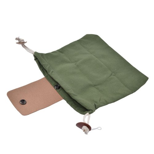 Foraging Pouch, PU Leather Canvas Mushroom Foraging Bag with Belt Loop, Metal Clasps, Collapsible Design, for Hiking Camping