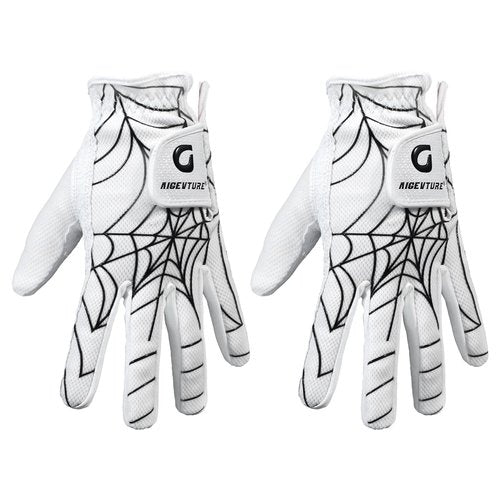 AIGEVTURE Golf Gloves Kids Junior Toddlers Left Hand Children's Premium Youth Golf Gloves Boys Girls Black and White Large,Age8-10,2pieces