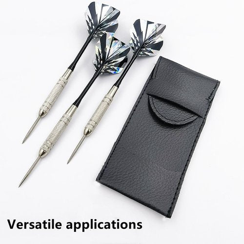 Peenbbop Dart Case for Steel and Soft Tip Darts, 2 Pcs PU Leather Darts Accessories Organizer for Home Traveling Outdoor, Holds 3 Darts