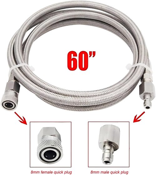 Paintball Filling Hose Whip Extension Stainless Steel Air Fill Station & Charging System with Quick Disconnect 60inch