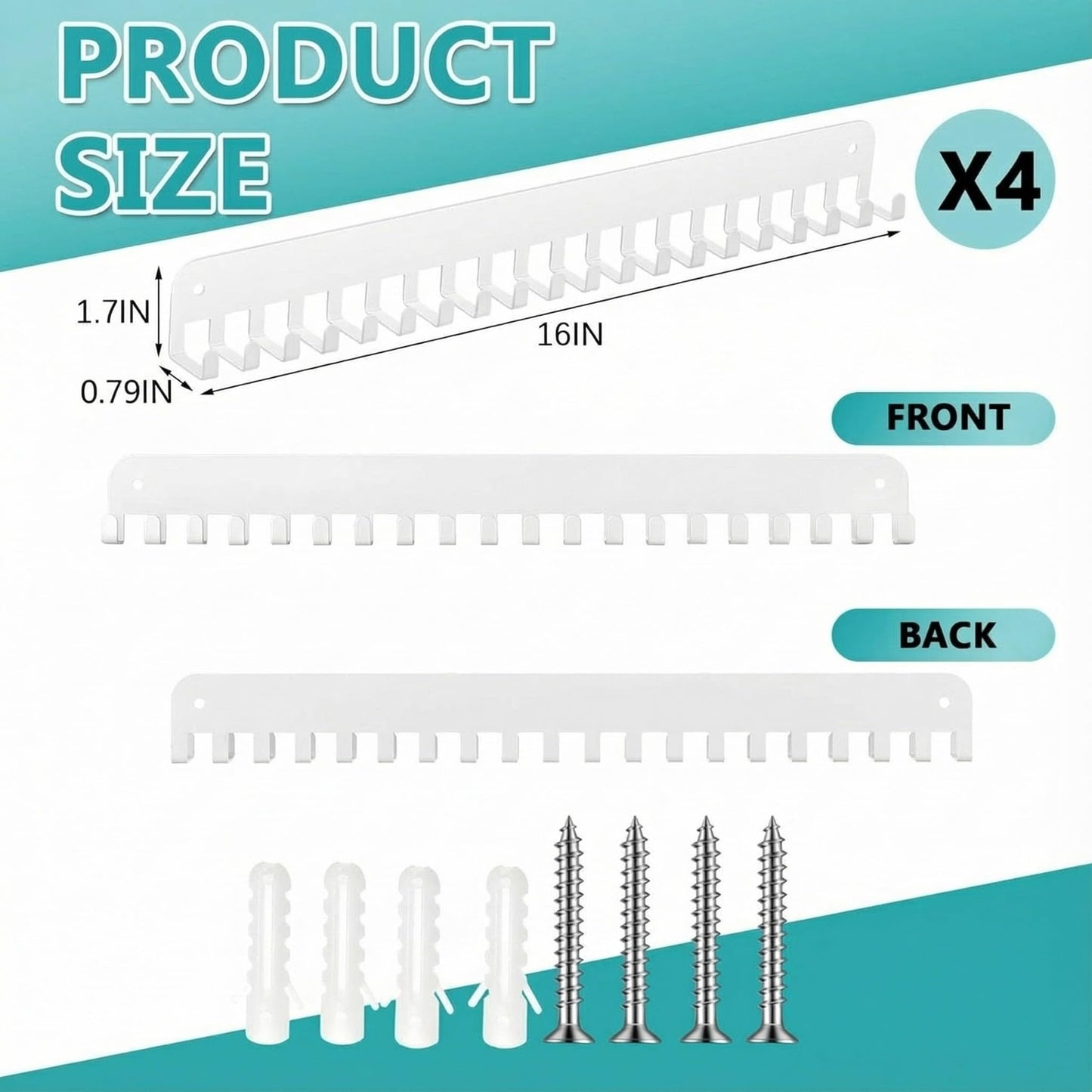 Geetery 4 4 Pack Medal Hanger Display with 20 Hooks Each, Sturdy Steel Wall Mount Medal Holder Rack Holds 60+ Awards for Gymnastics Marathon Sport Runner Soccer Wrestle Swim, Easy to Install (Black)