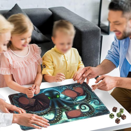 Yuxcfhjfe for MTG Playmat, Card Playmat with Zones-Includes A Storage Bag and 6 Dice, 24 x 14 inches for TCG Playmat with Non-Slip Rubber, for MTG Mat, Giant Octopus of The Deep Sea