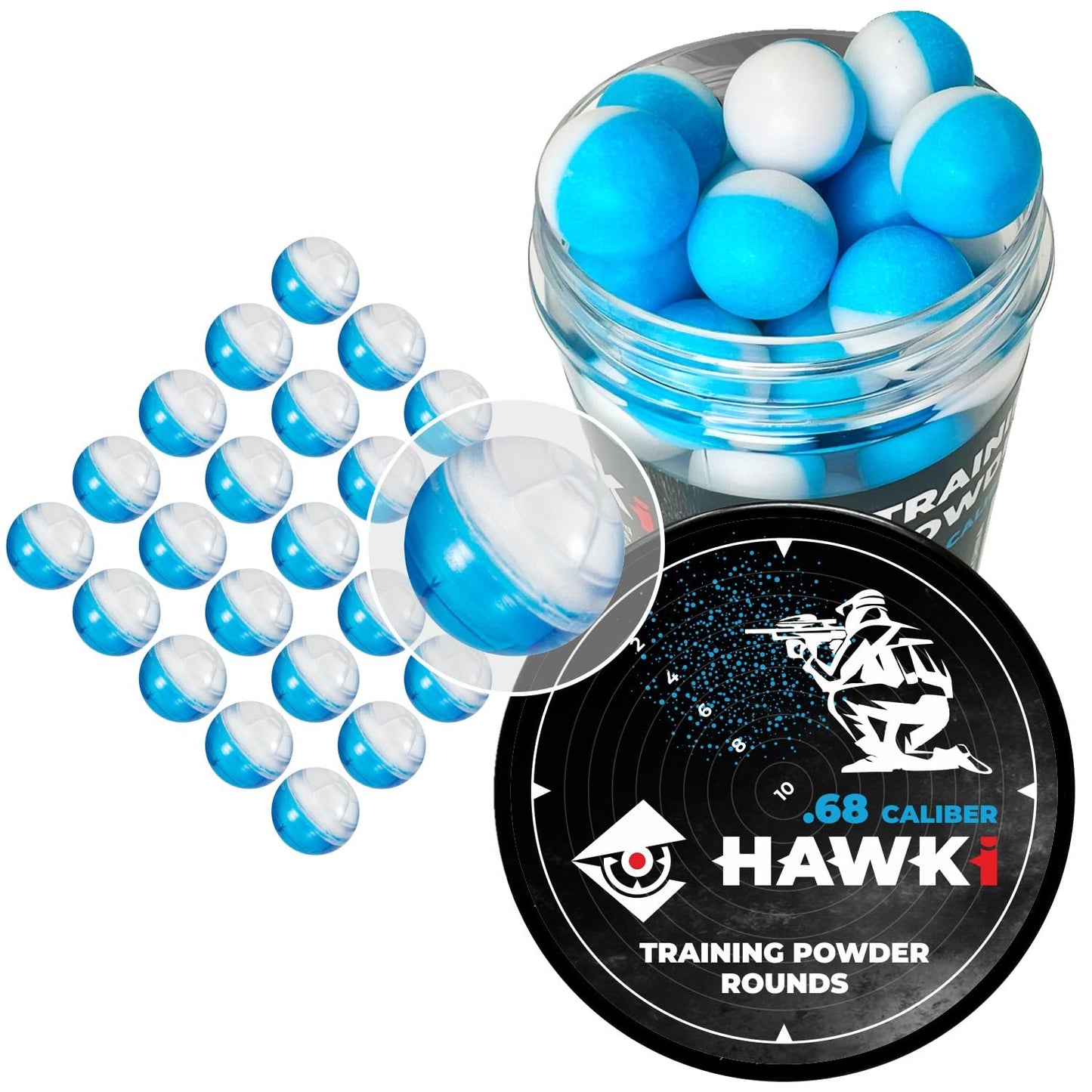 Hawki .68 Cal Training Powder Balls for Paintball Guns 50 Pack