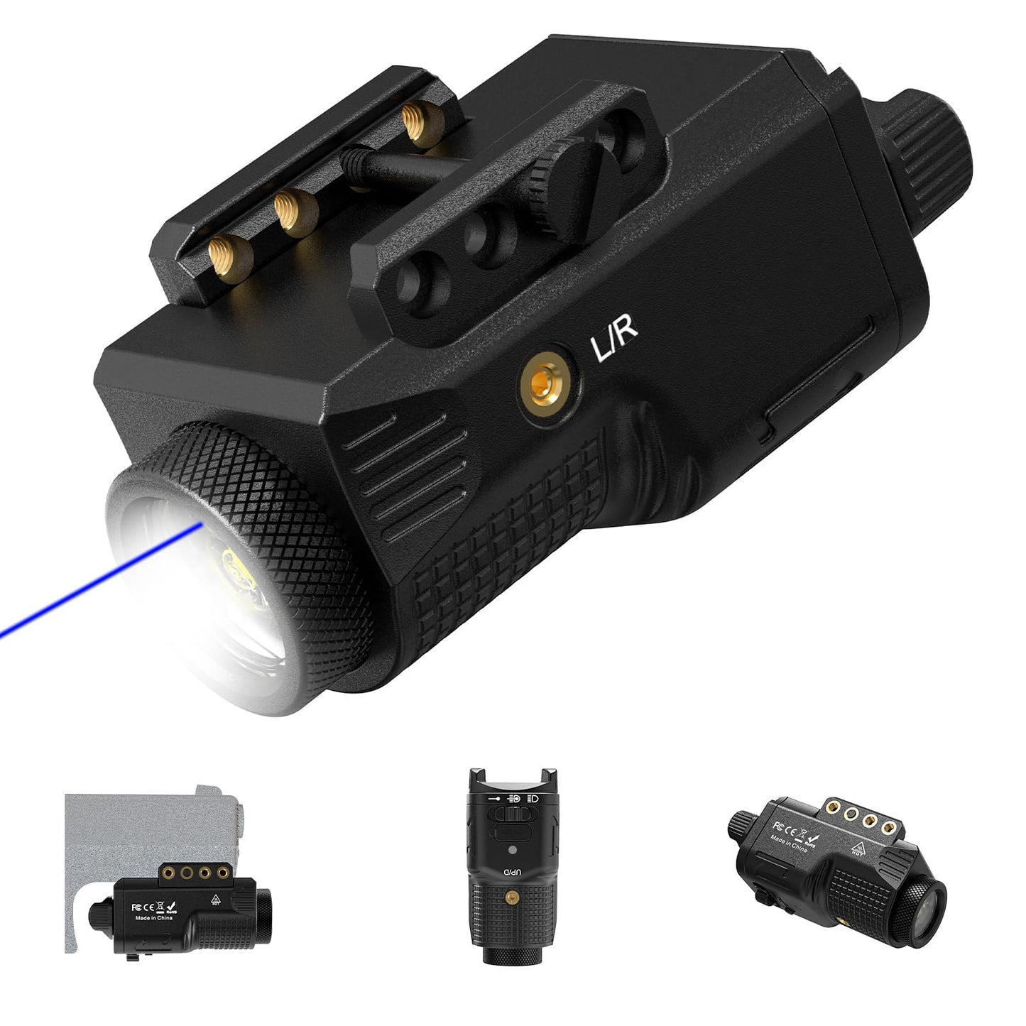 Laser Light Combo for Pistol Rifle- 800 Lumens Laser Beam and Flashlight for Handgun with Picatinny 1913 Rail, Tactical Flash Light Blue Gun Beam Laser Light Combo, USB C Rechargeable 500mAh Battery