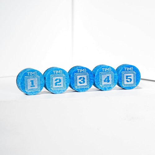 RHINO TIME Billiard Pool Cue Tip - 14mm/ Blue/Hardness: TIME 5 Hard/Pack 1