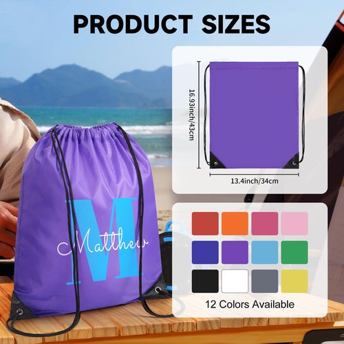 Custom Drawstring Bags With Logo, 50 PCS Personalized Text Drawstring Backpack Bulk, Easy-to-Carry String Bag Great for Gym, Travelling and for Everyday Use (Royal Blue)
