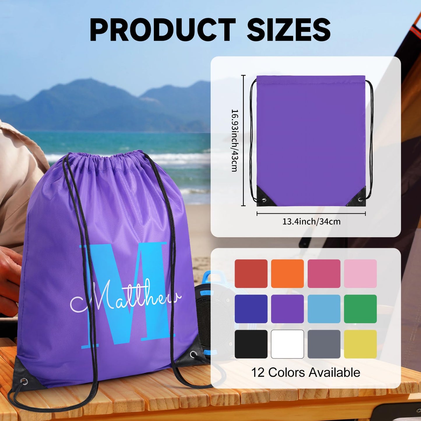 Chrifansi Custom Drawstring Backpack bags 10/50/100/500Pack, Promotional Items With Your Logo, Bulk Personalized Draw String Back Bag for Travelling, Gym and for Everyday Use