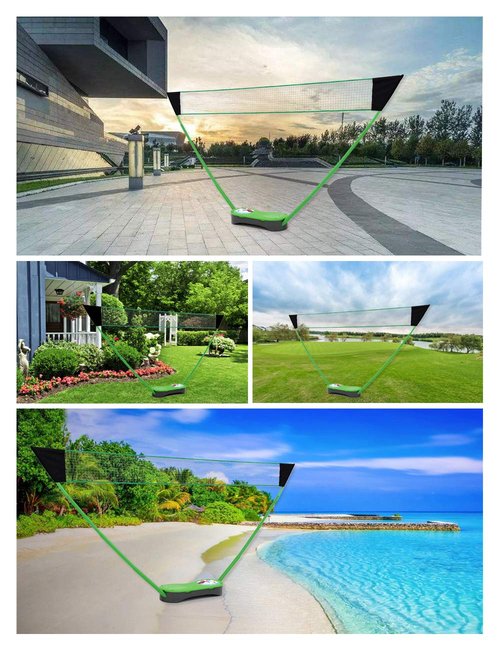 Peak Fits Portable Badminton Net Set,Folding Volleyball Badminton Net,4 Professional Graphite Badminton Racket,8 Racket Grip Tape,4 Shuttlecocks,Family Game,Backyard Sports